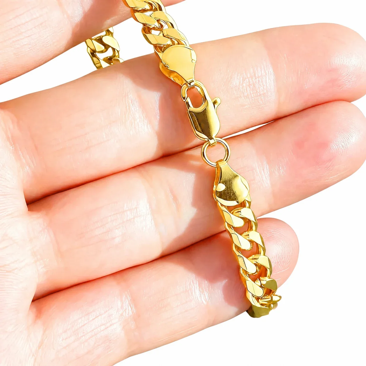 Polished Gold-Plated Curb Link Lobster Clasp Chain