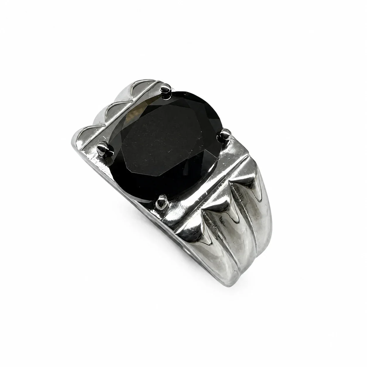 Bold 316 Stainless Steel Round Stone Signet Ring