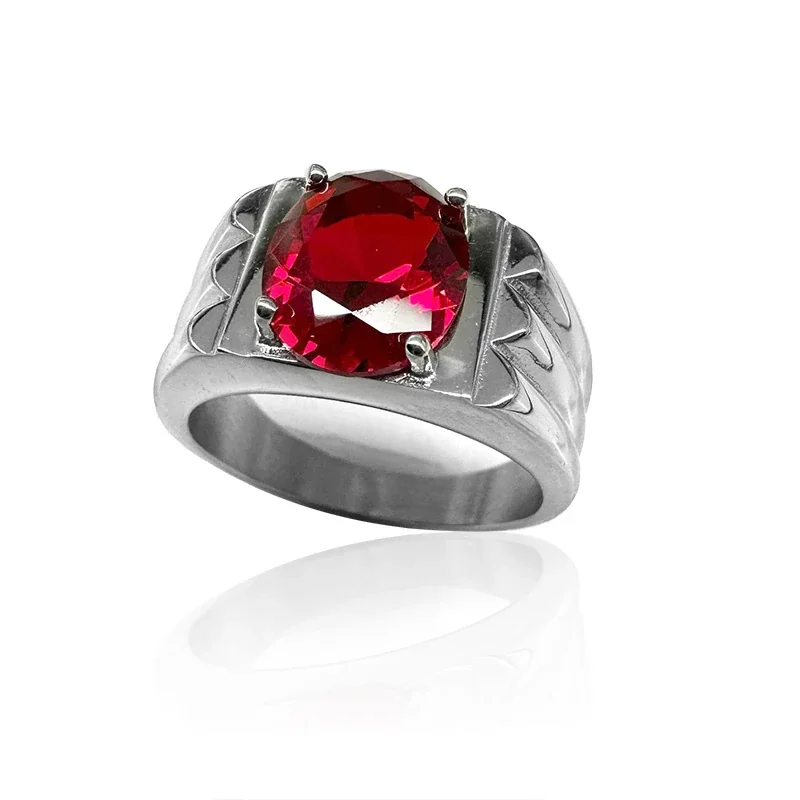Bold 316 Stainless Steel Round Stone Signet Ring