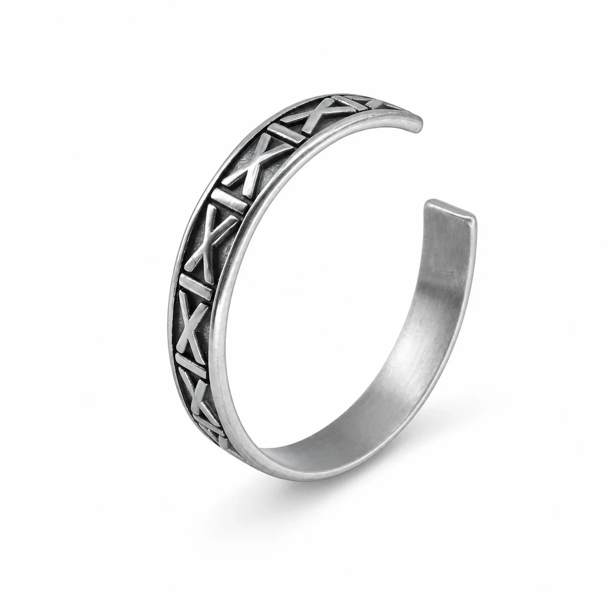 X-Relief Open Cuff Bracelet, Stainless Steel