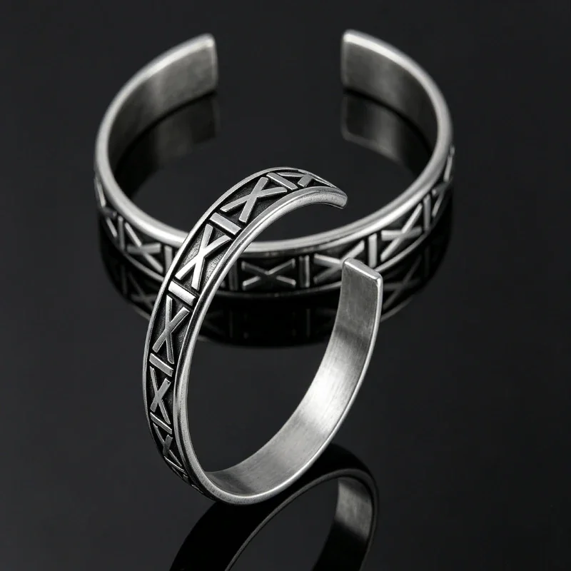 X-Relief Open Cuff Bracelet, Stainless Steel
