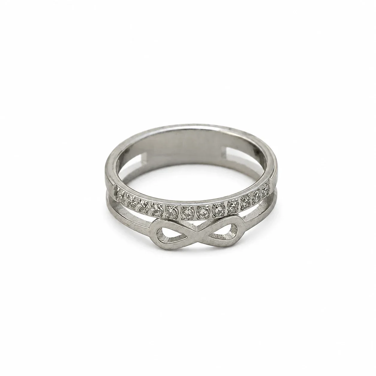 Infinity Gold-Plated 316 Stainless Steel Crystal Ring