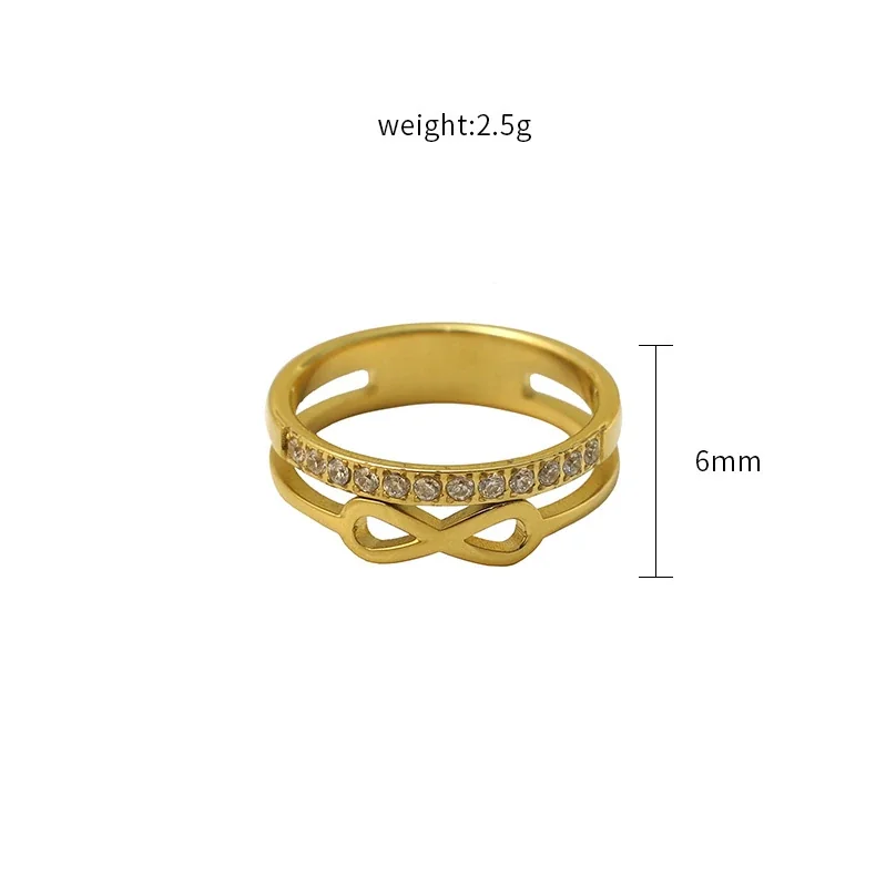 Infinity Gold-Plated 316 Stainless Steel Crystal Ring - Gold