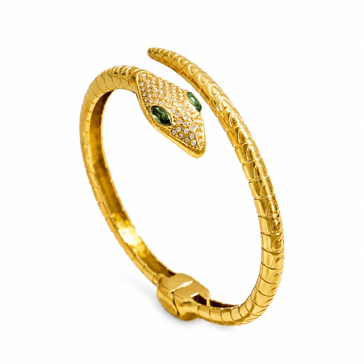 Serpentine 18K Gold-Plated 316L Pavé Snake Cuff