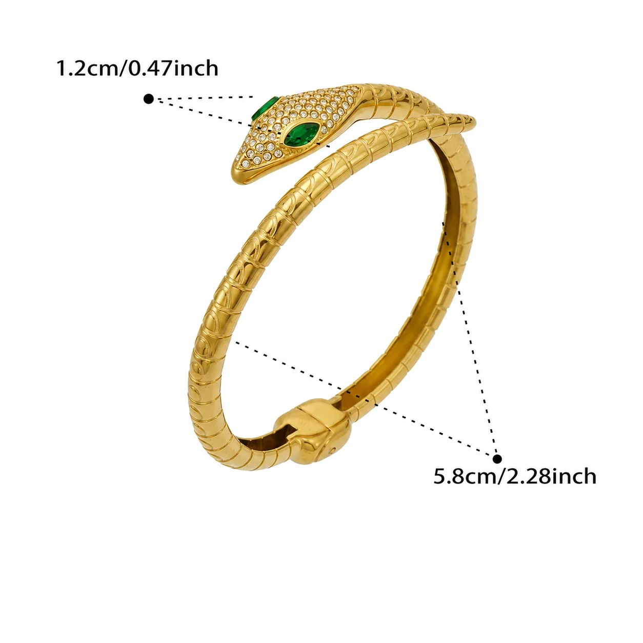 Serpentine 18K Gold-Plated 316L Pavé Snake Cuff - Gold Snake CZ Open