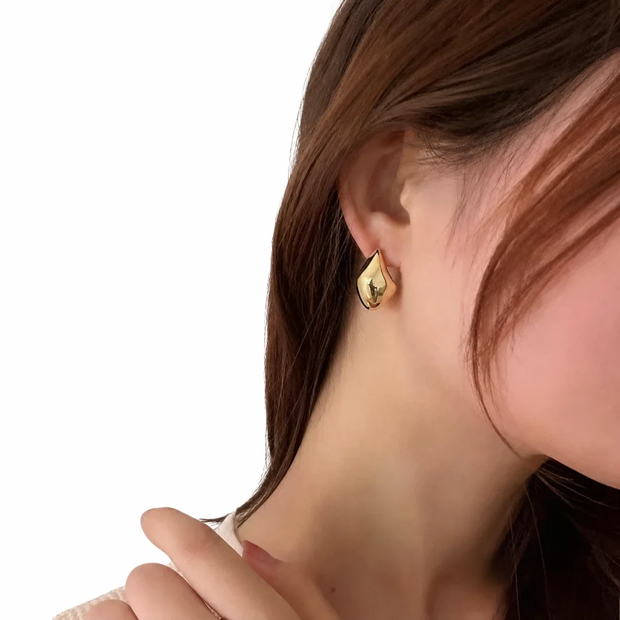 Sculptural 18K Gold PVD Teardrop Stud Earrings