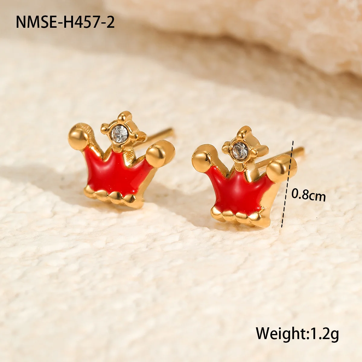 Photo produit : Parure de bijoux, cœur rouge et cerise, acier inoxydable plaqué or 18K