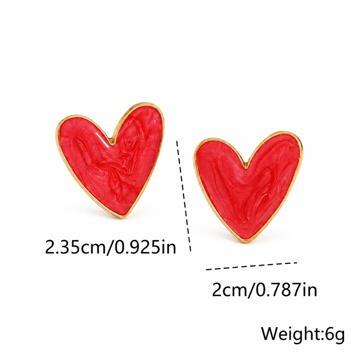 Photo produit : Parure de bijoux, cœur rouge et cerise, acier inoxydable plaqué or 18K