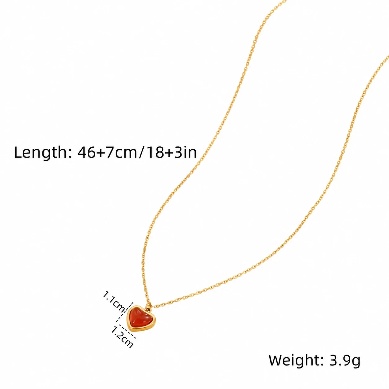 Photo produit : Parure de bijoux, cœur rouge et cerise, acier inoxydable plaqué or 18K