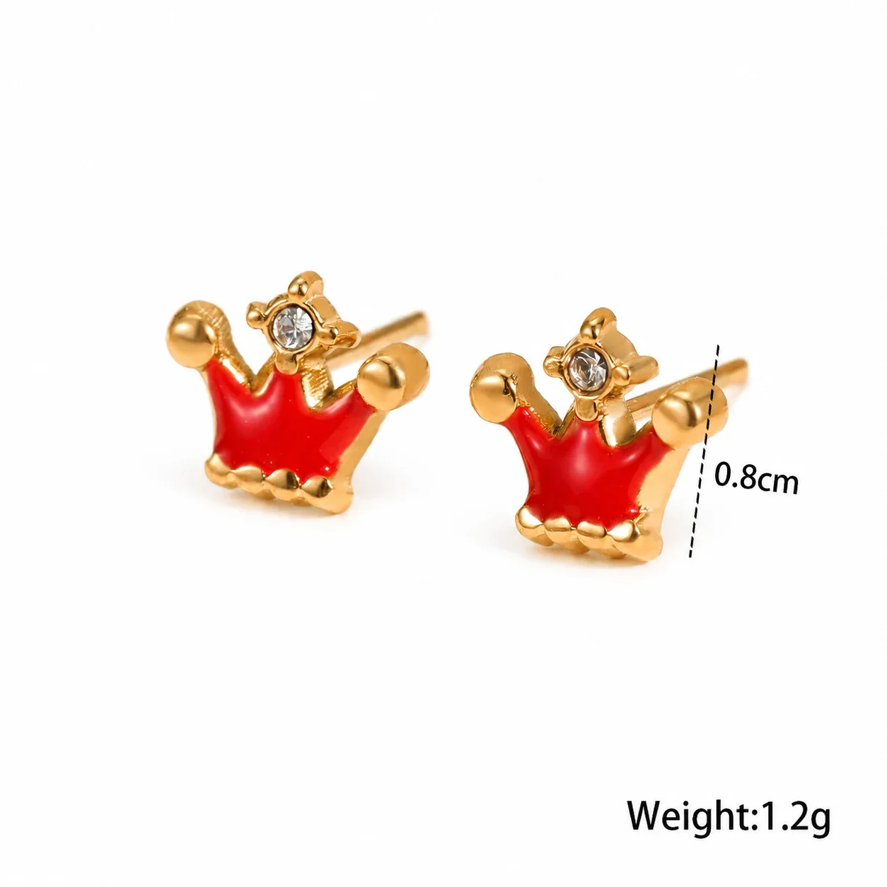 Photo produit : Parure de bijoux, cœur rouge et cerise, acier inoxydable plaqué or 18K