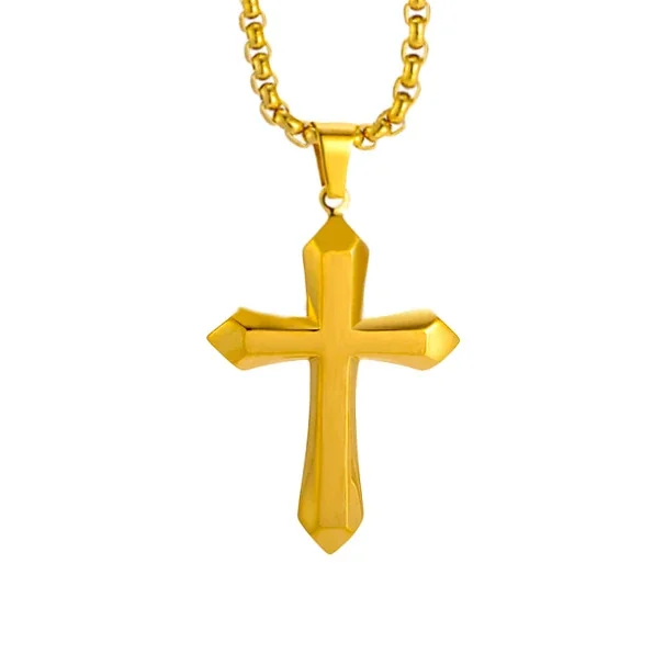 Bold 316 Stainless Steel Faceted Cross Pendant Necklace