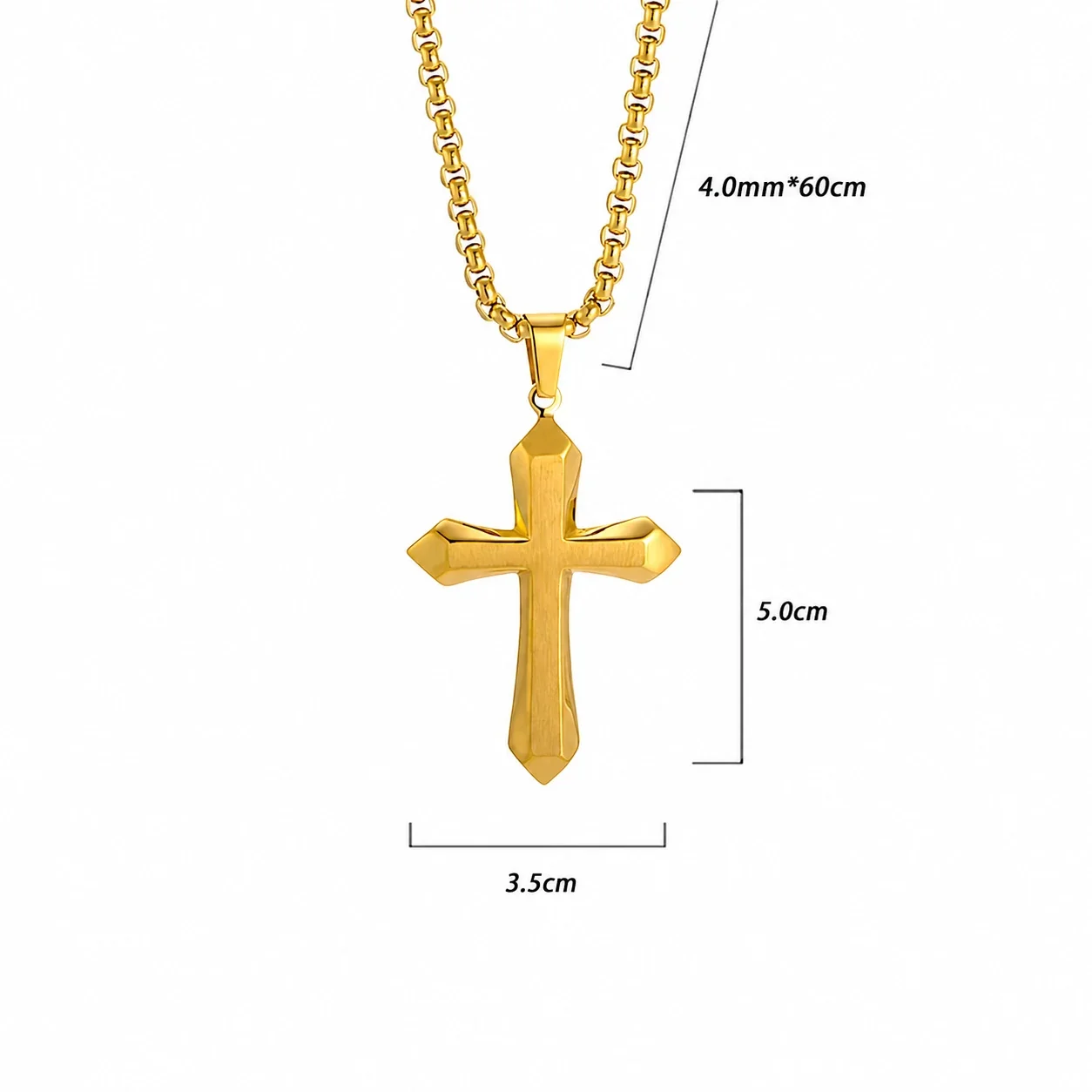 Bold 316 Stainless Steel Faceted Cross Pendant Necklace