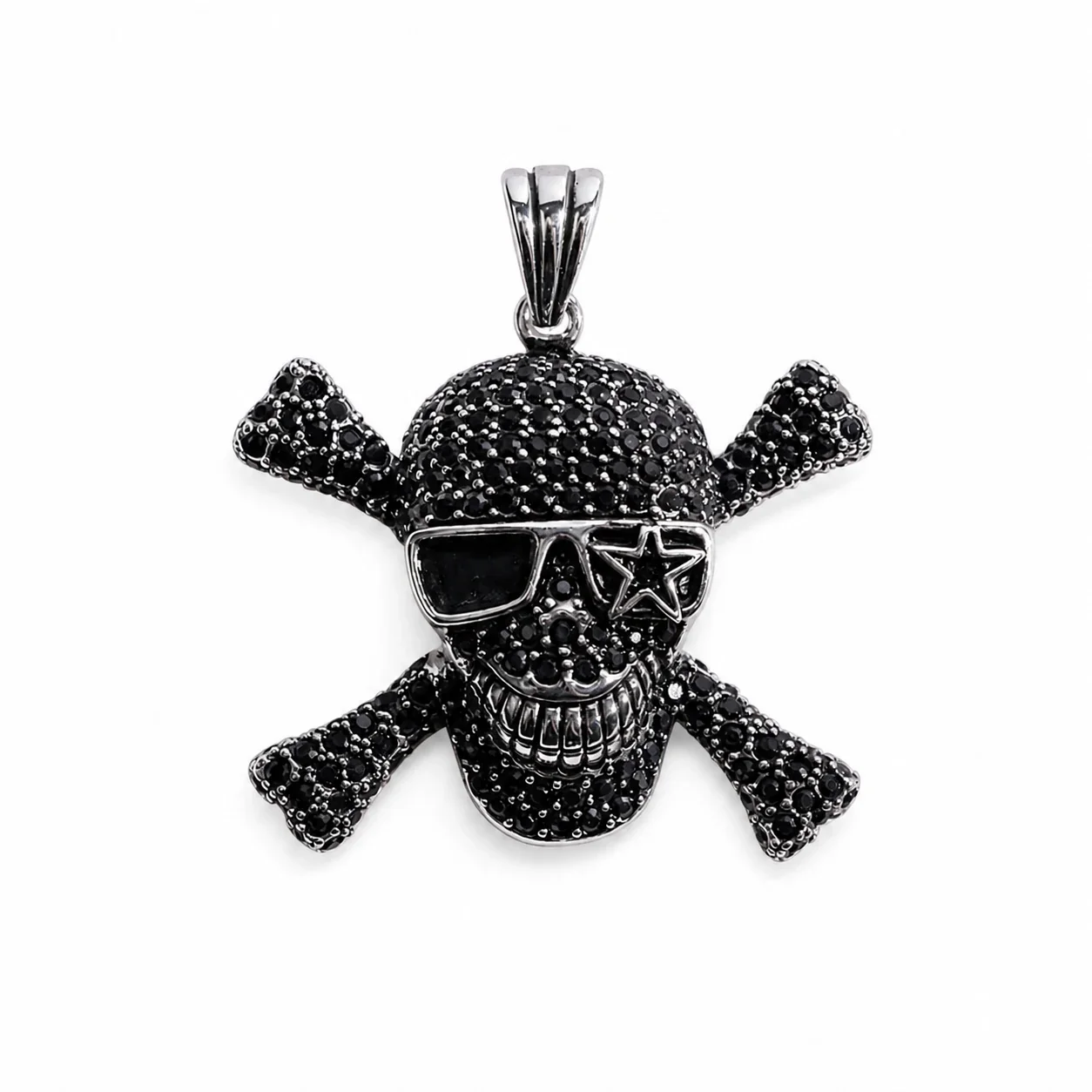 Edgy 316 Stainless Steel Pavé Skull Pendant