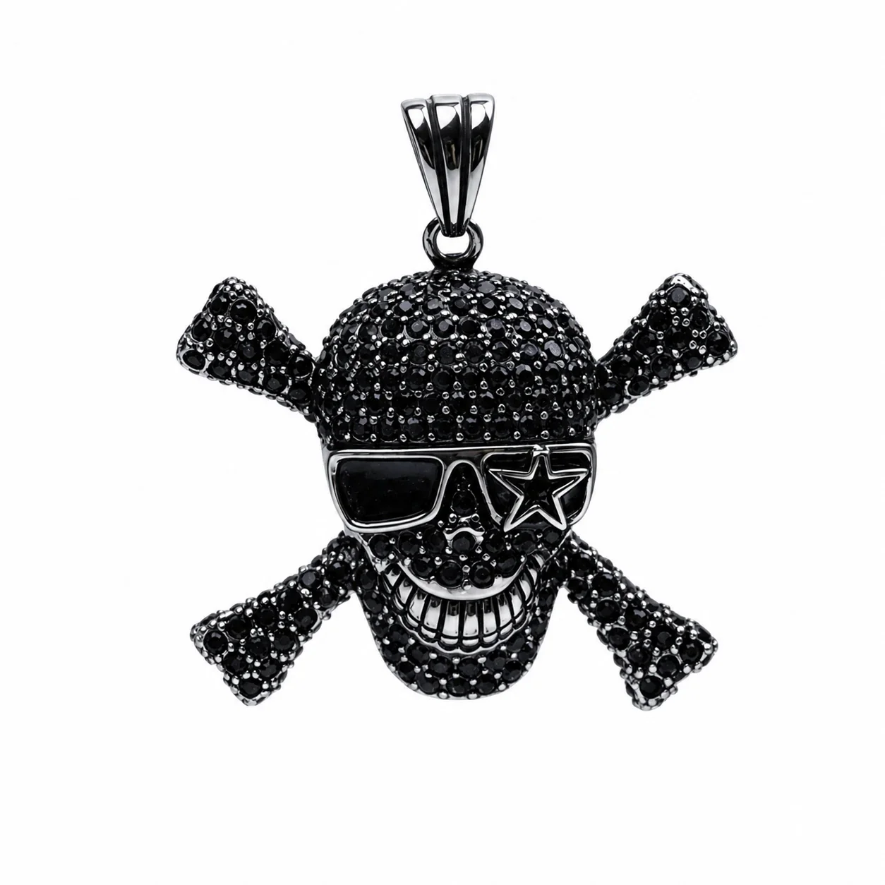 Edgy 316 Stainless Steel Pavé Skull Pendant