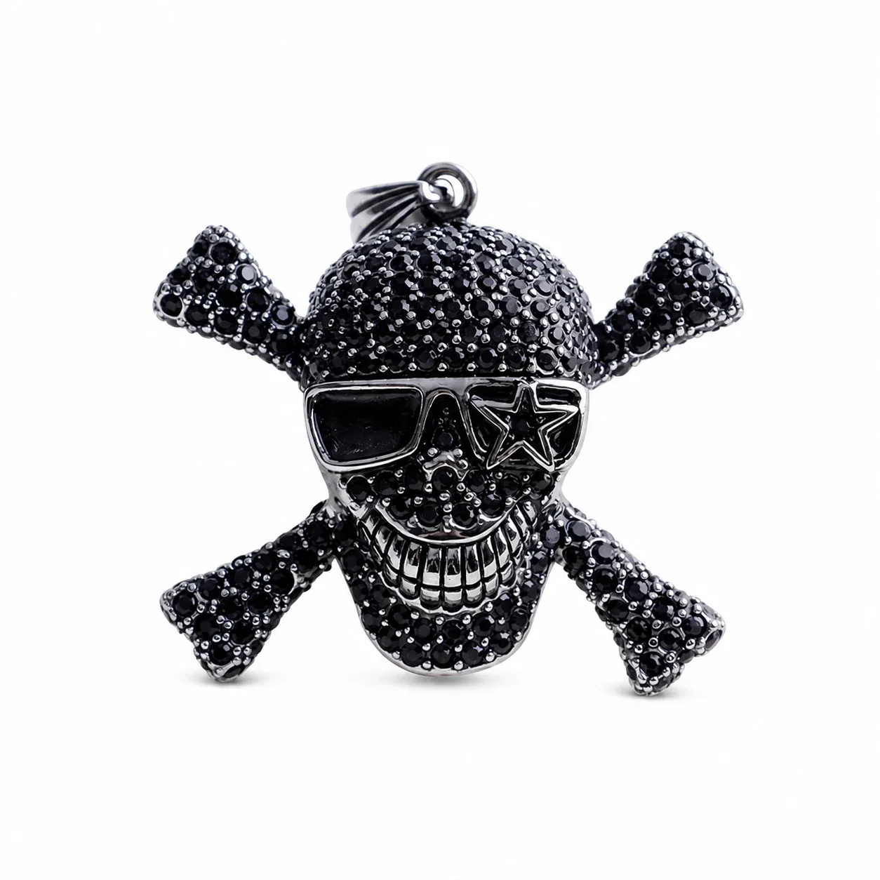 Edgy 316 Stainless Steel Pavé Skull Pendant
