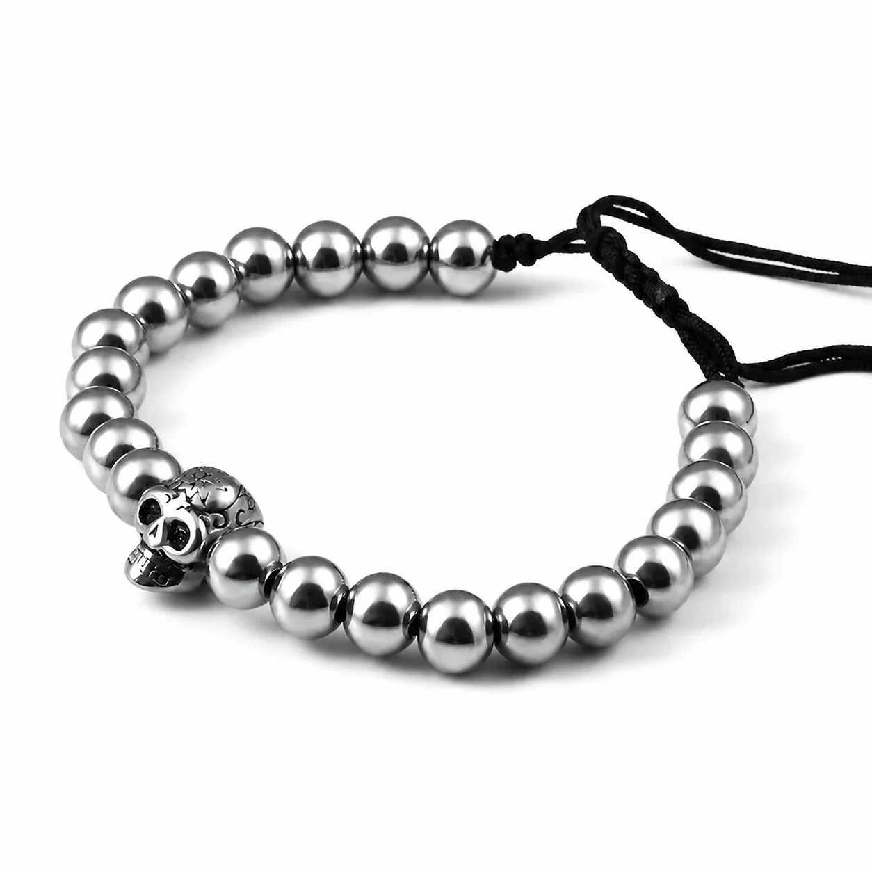 Polished 316 Stainless Steel Skull Bead Bracelet