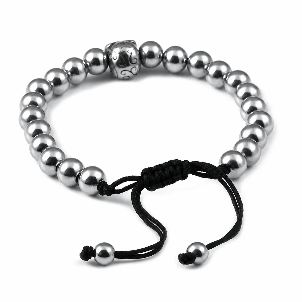 Polished 316 Stainless Steel Skull Bead Bracelet
