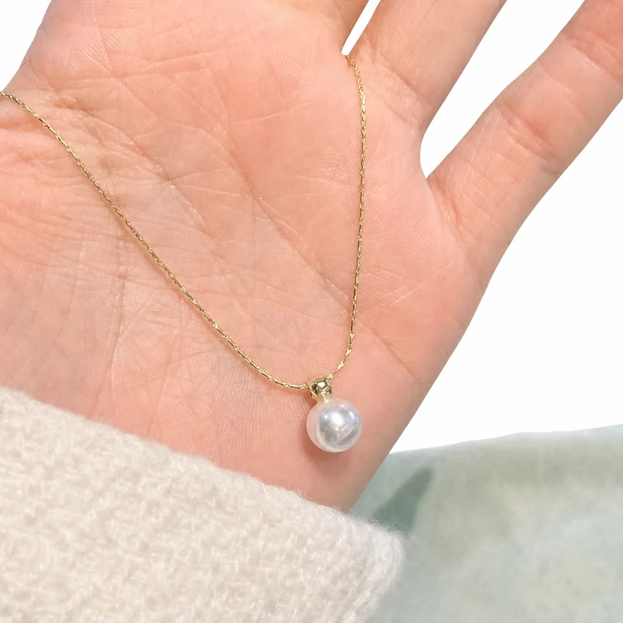 Delicate Gold-Plated Stainless Steel Pearl Bead Necklace