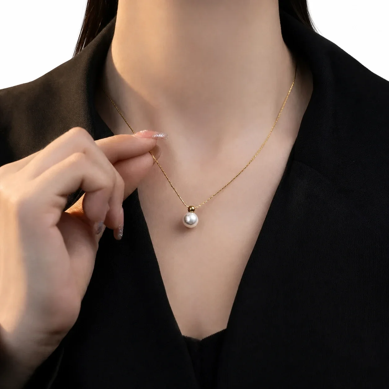 Delicate Gold-Plated Stainless Steel Pearl Bead Necklace