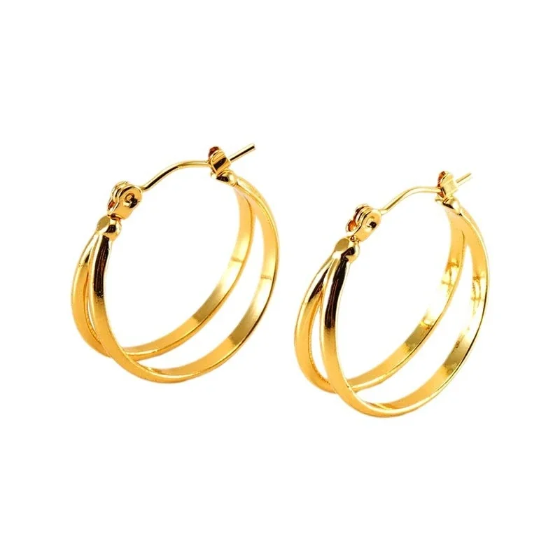 Layered Gold-Plated Triple Hoop Earrings