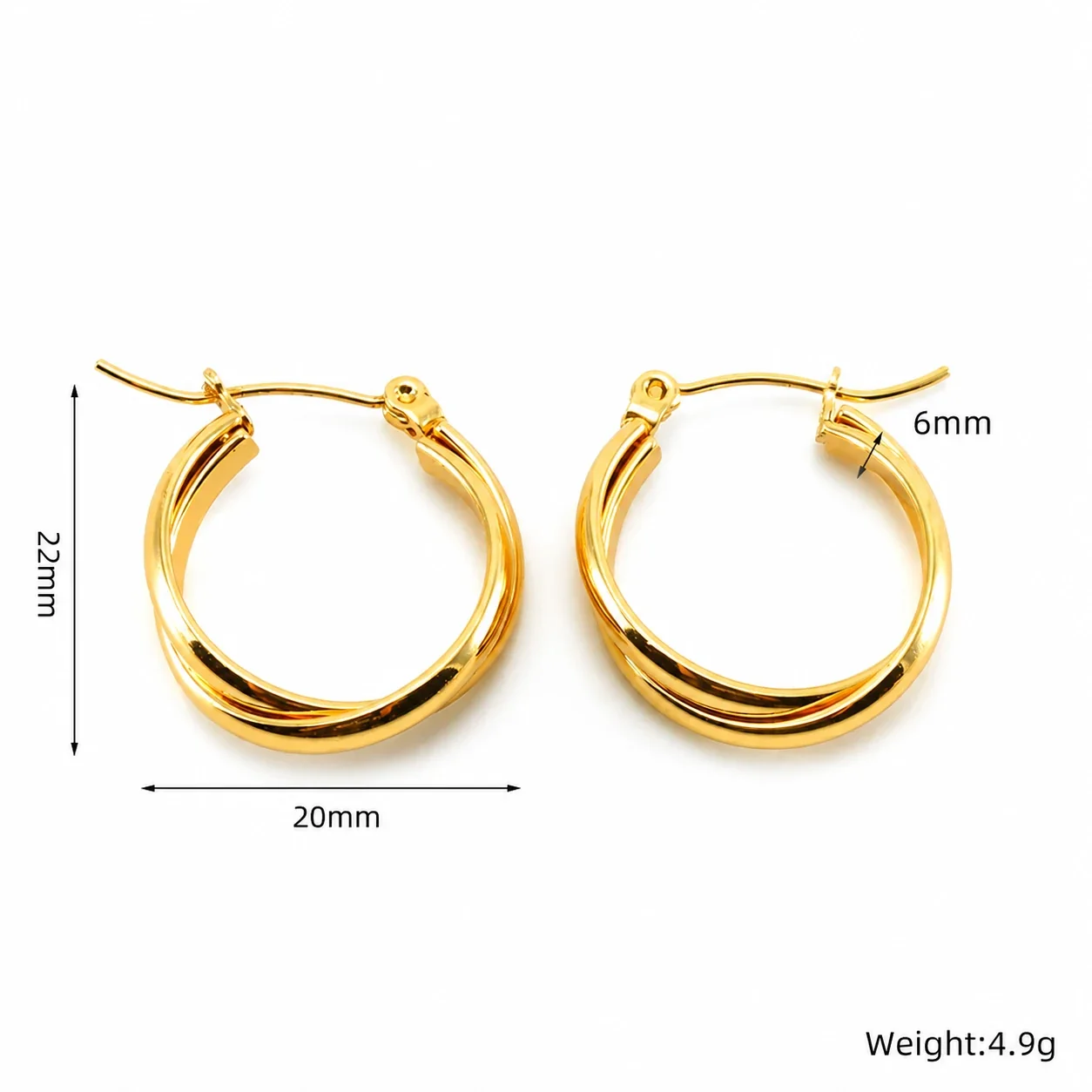 Layered Gold-Plated Triple Hoop Earrings - Gold Triple Hoop