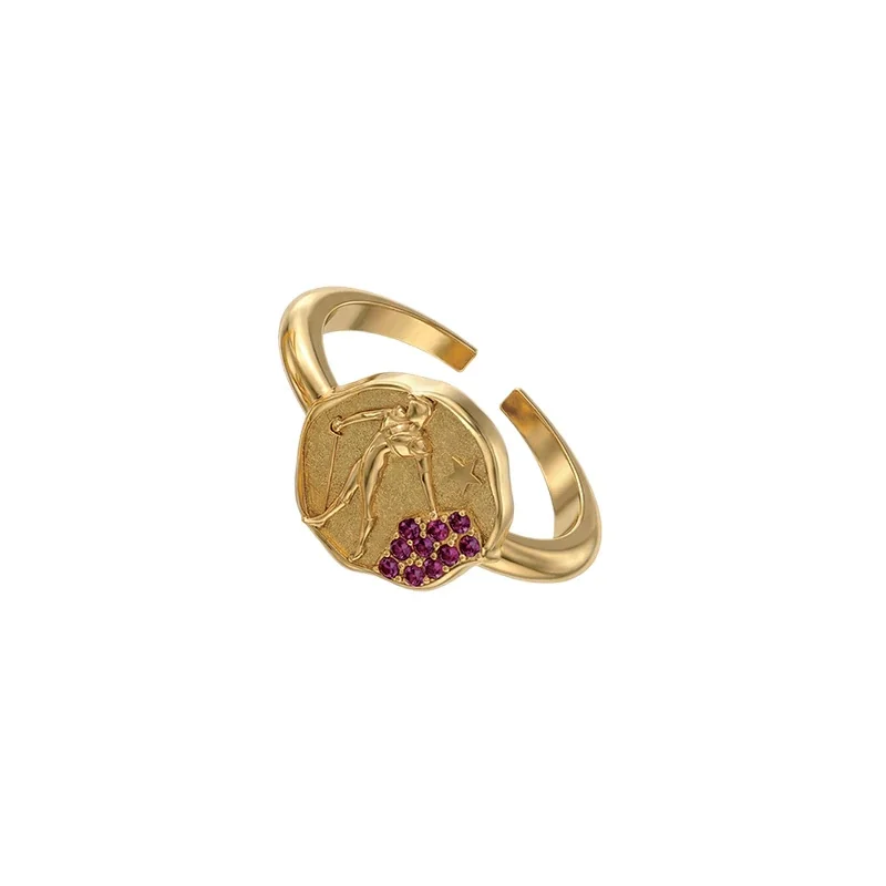 Celestial Gold-Plated Archer Medallion Open Ring
