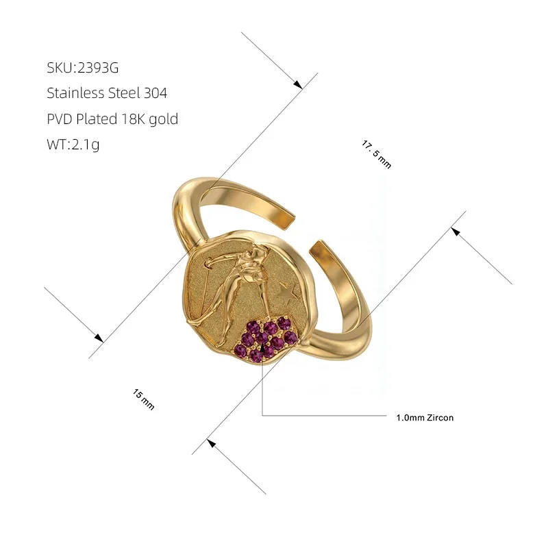 Celestial Gold-Plated Archer Medallion Open Ring - Gold