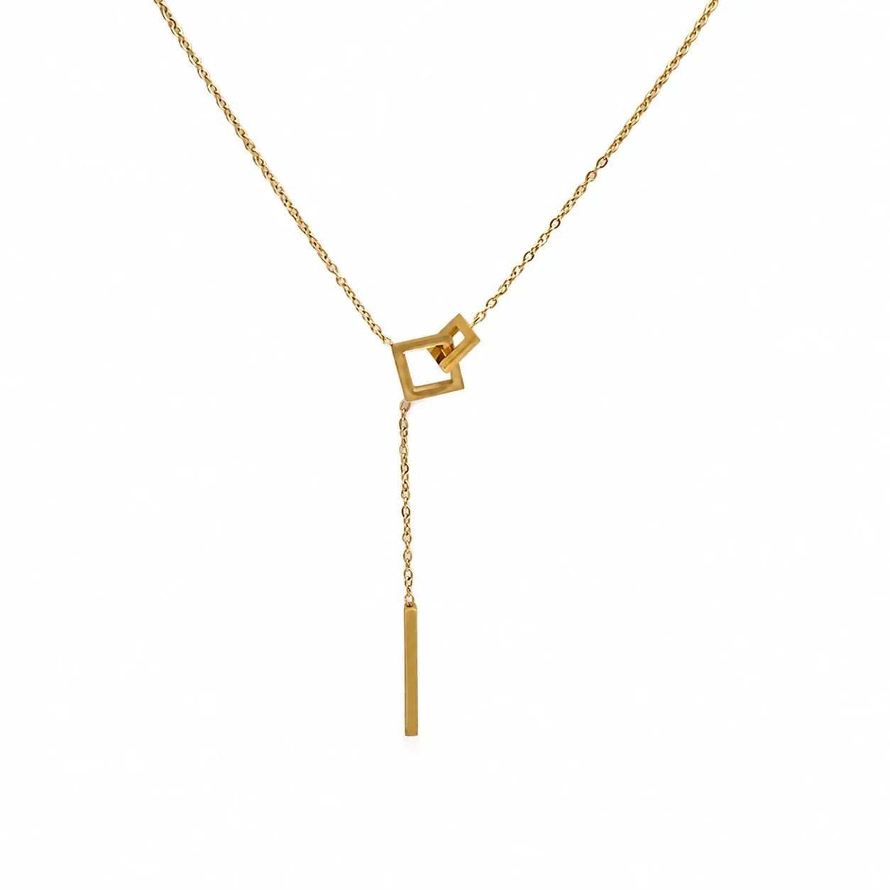 Delicate 18K Gold-Plated Interlocking Heart Cable Necklace