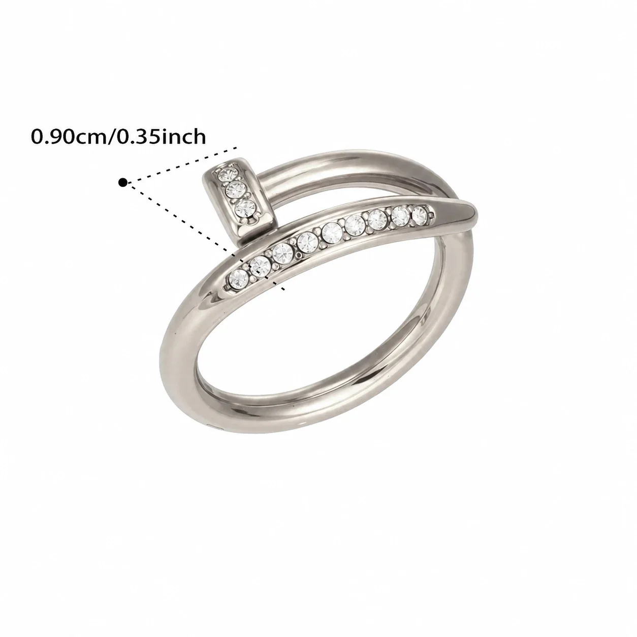 Ornate Pearl-Effect Pavé 18K Gold-Plated Open Ring - Silver CZ Size
