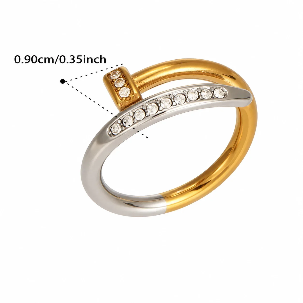 Ornate Pearl-Effect Pavé 18K Gold-Plated Open Ring - Tone CZ