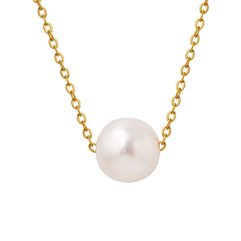 Delicate 316 Stainless Steel Faux Pearl Necklace