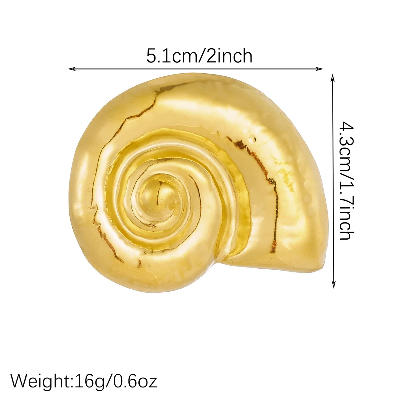 Brooch: Nautilus Shell Spiral Relief Stainless Steel