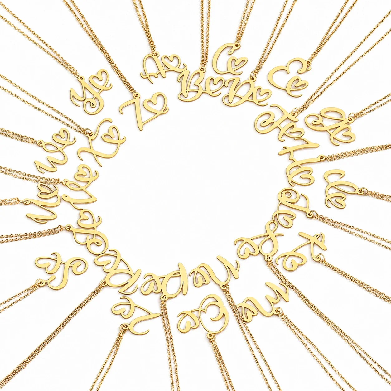 Personal 316 Stainless Steel Script Initial Necklace