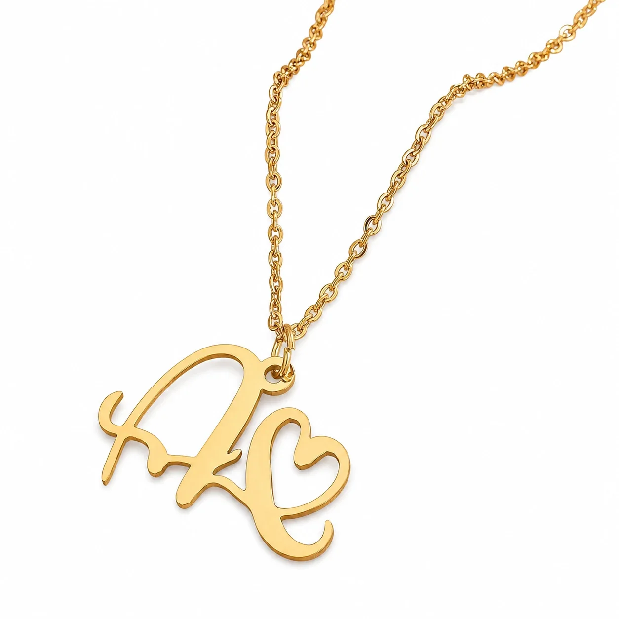 Personal 316 Stainless Steel Script Initial Necklace - A