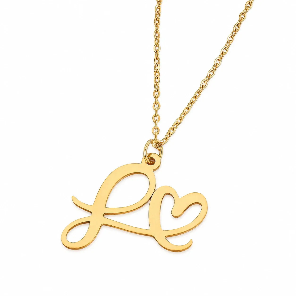 Personal 316 Stainless Steel Script Initial Necklace - L