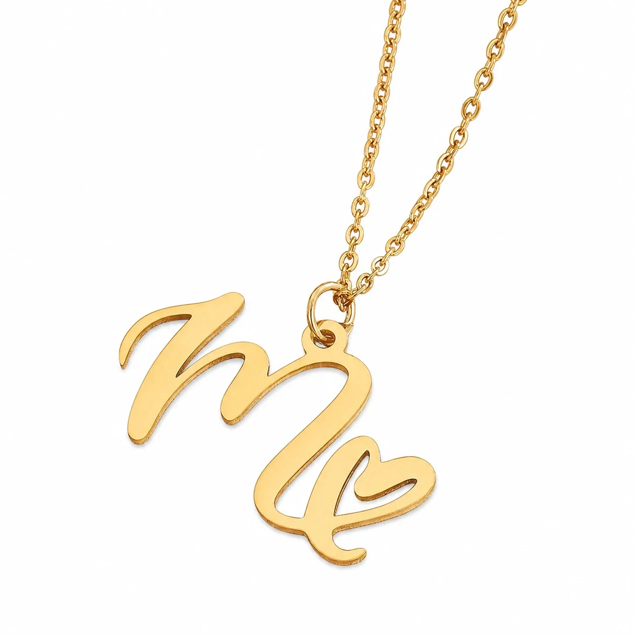 Personal 316 Stainless Steel Script Initial Necklace - M