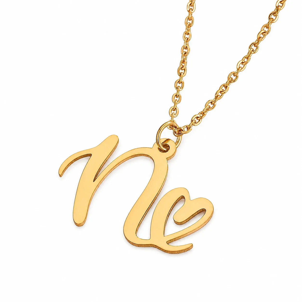 Personal 316 Stainless Steel Script Initial Necklace - N