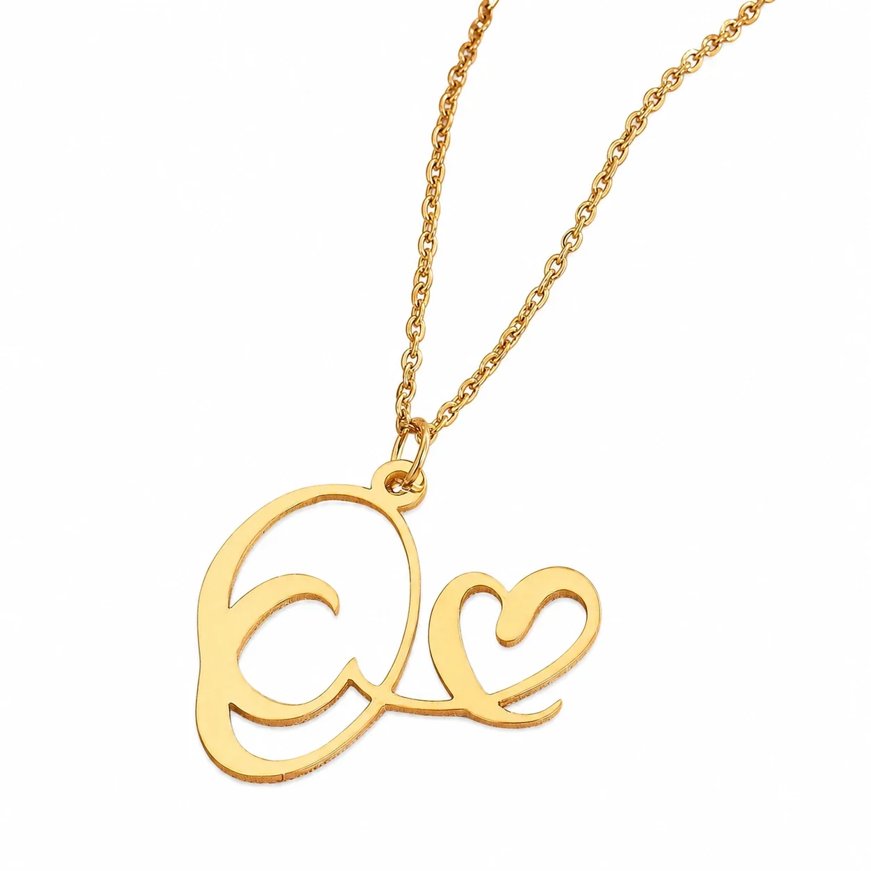 Personal 316 Stainless Steel Script Initial Necklace - O