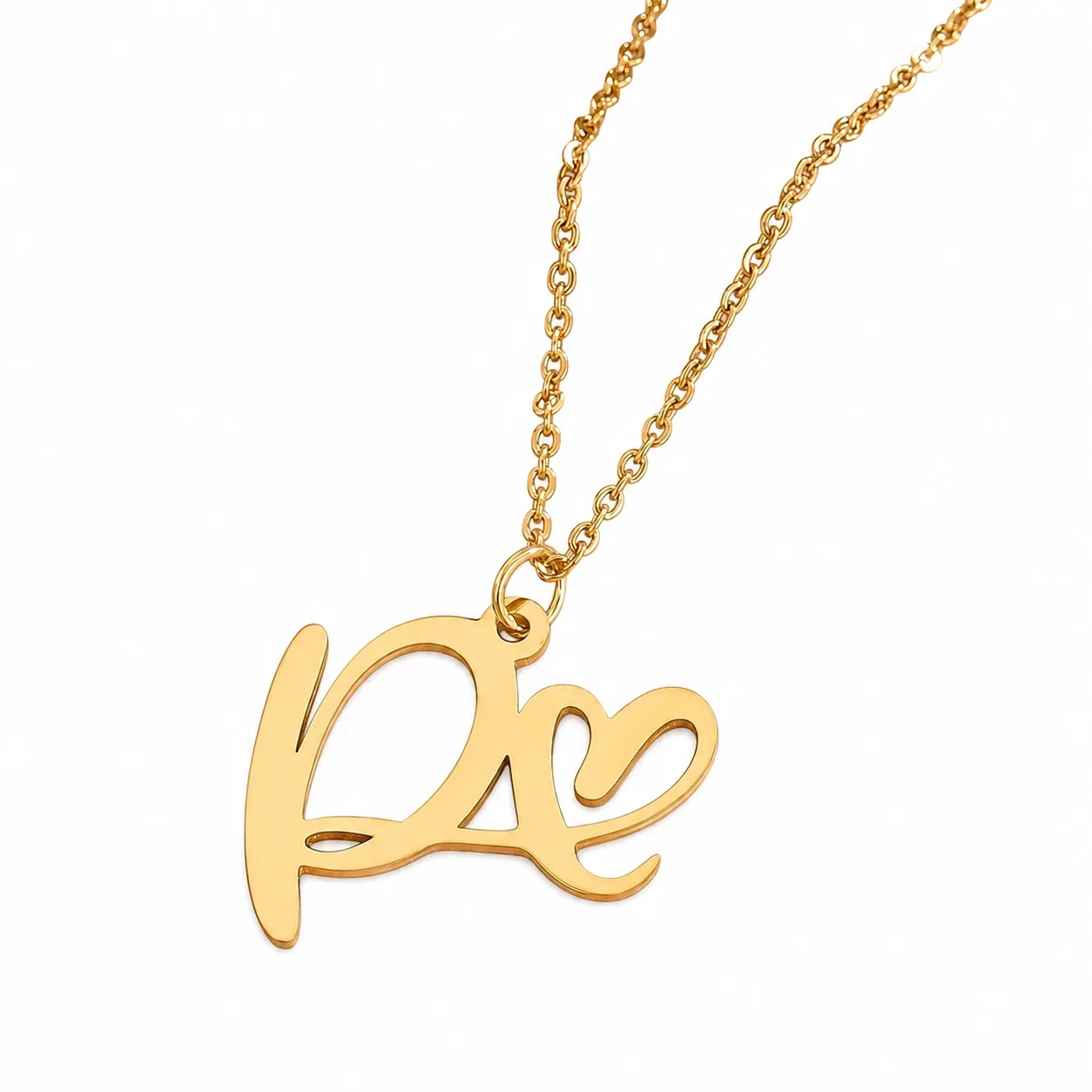 Personal 316 Stainless Steel Script Initial Necklace - P