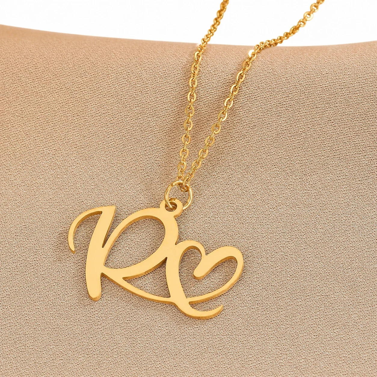 Personal 316 Stainless Steel Script Initial Necklace - R