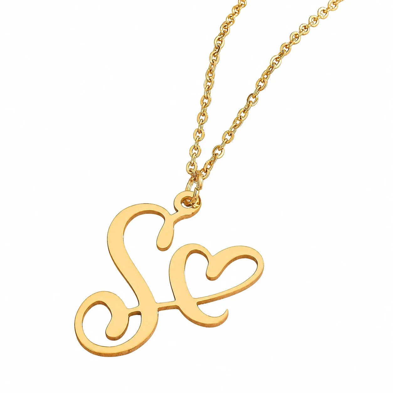 Personal 316 Stainless Steel Script Initial Necklace - S