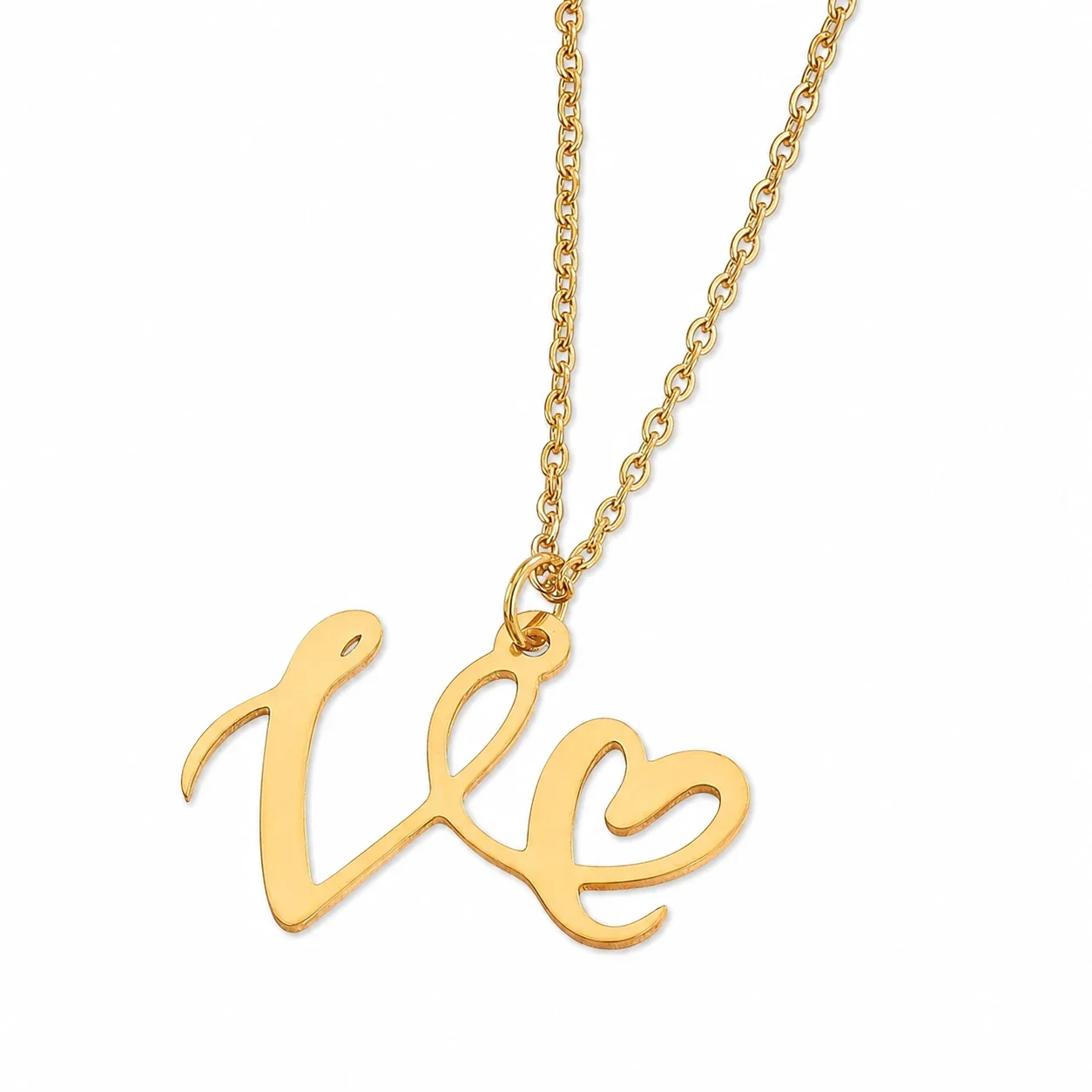 Personal 316 Stainless Steel Script Initial Necklace - V