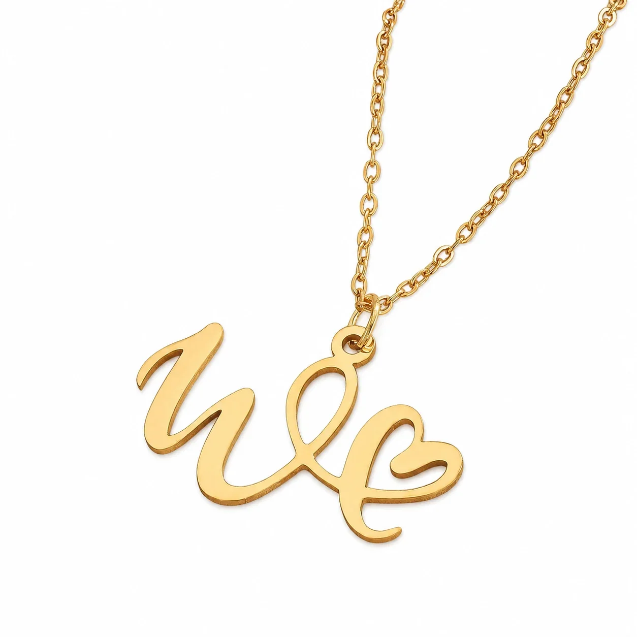 Personal 316 Stainless Steel Script Initial Necklace - W