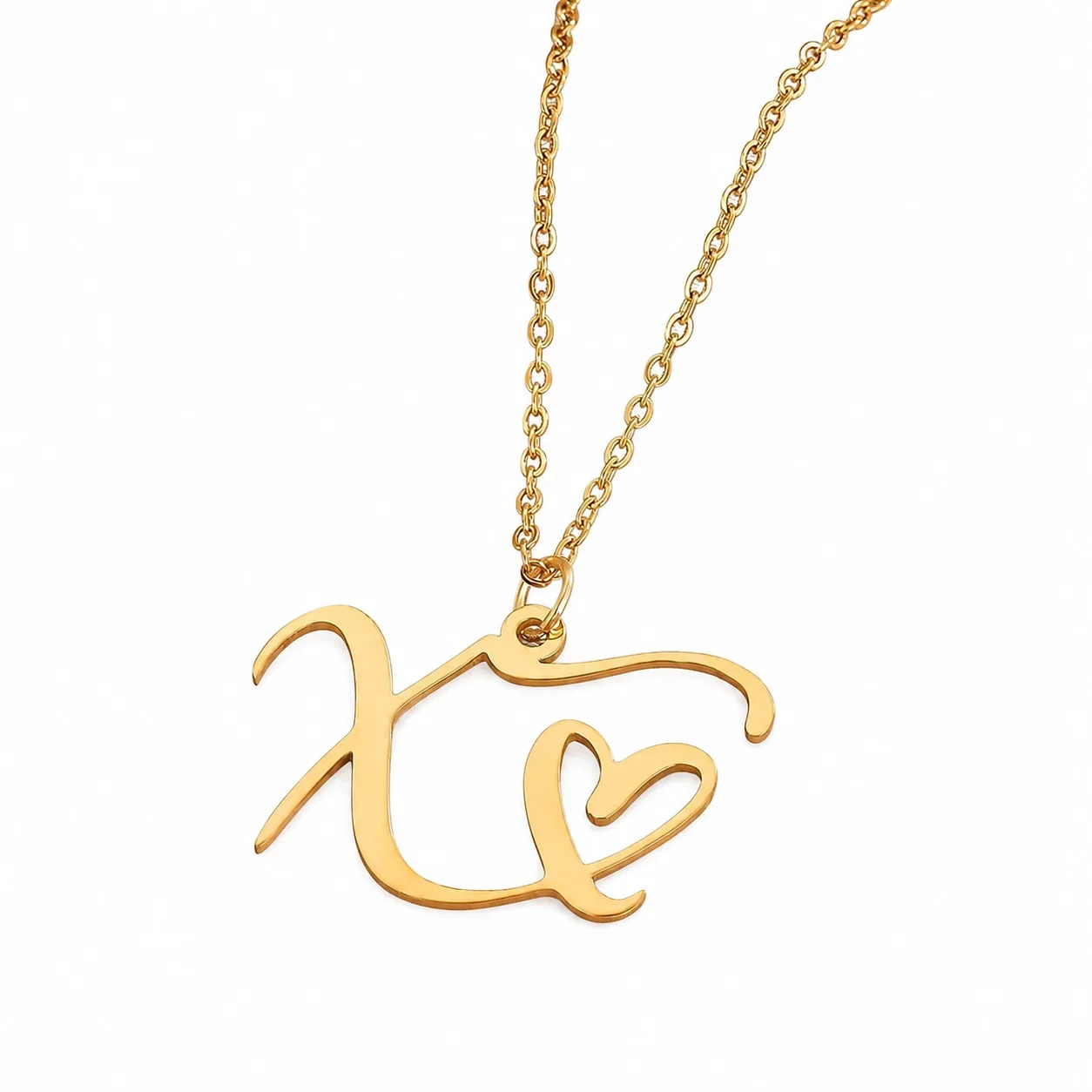 Personal 316 Stainless Steel Script Initial Necklace - X