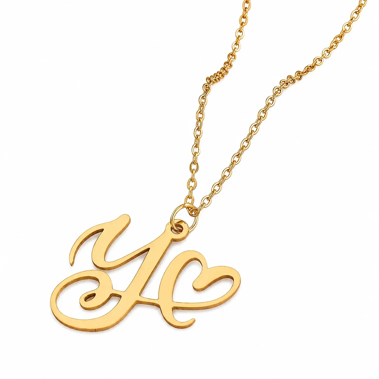 Personal 316 Stainless Steel Script Initial Necklace - Y