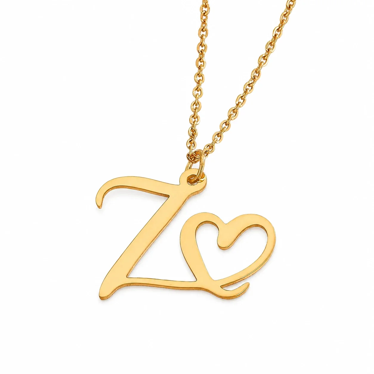 Personal 316 Stainless Steel Script Initial Necklace - Z