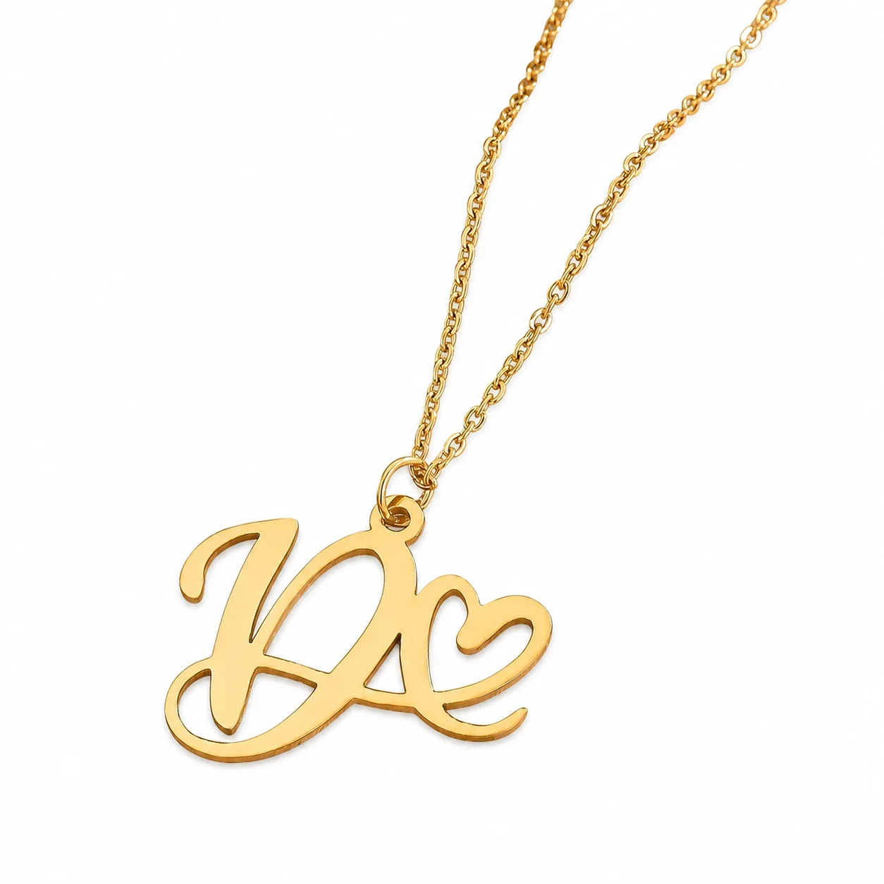 Personal 316 Stainless Steel Script Initial Necklace - D
