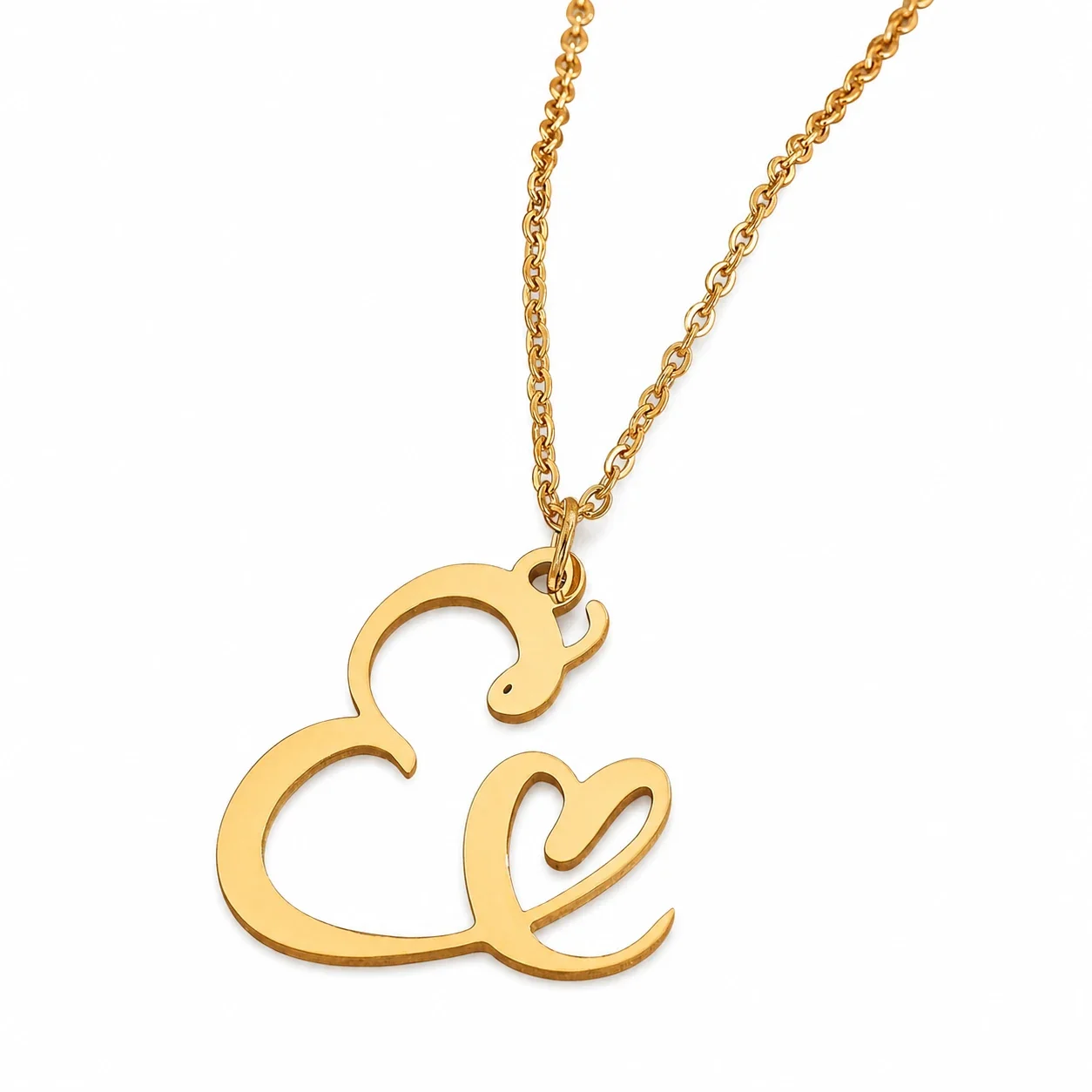 Personal 316 Stainless Steel Script Initial Necklace - E