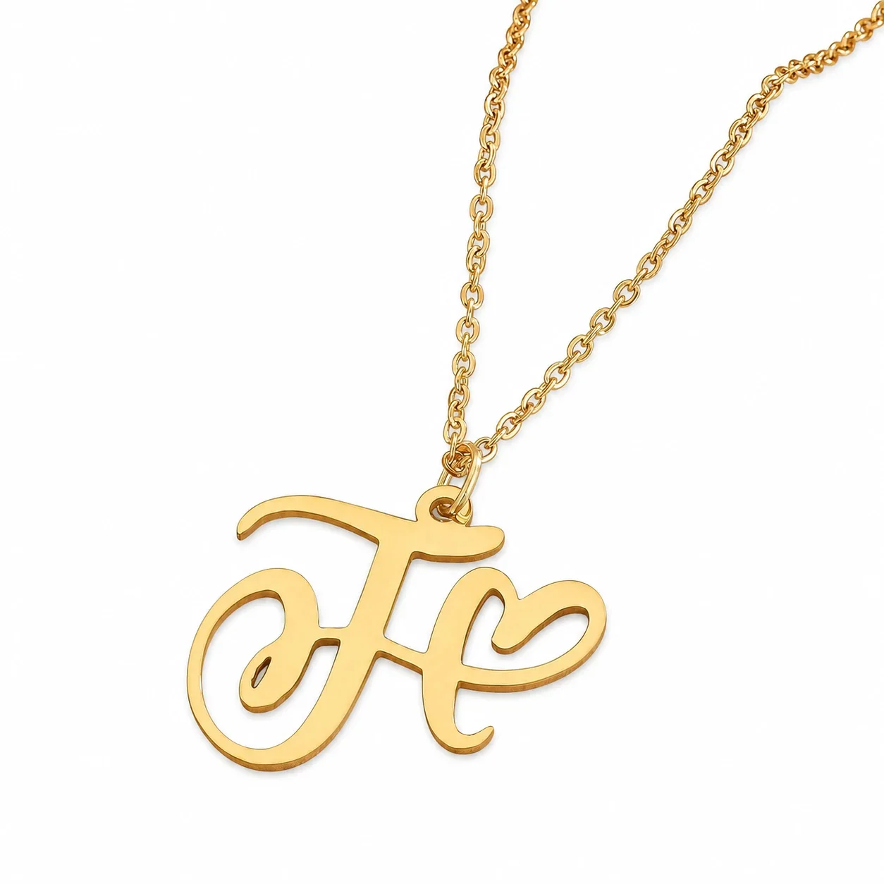 Personal 316 Stainless Steel Script Initial Necklace - F