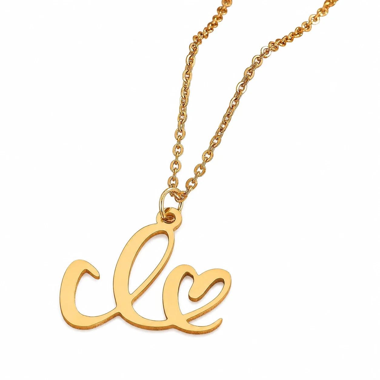Personal 316 Stainless Steel Script Initial Necklace - I